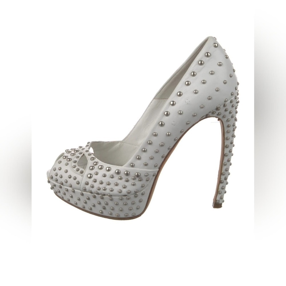 Alexander McQueen White and Silver Studded Heels SZ US 6.5 IT 36.5